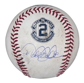 2014 Derek Jeter Game Used & Signed OML Selig Baseball Used On 9/22/2014 (MLB Authenticated & Yankees-Steiner)